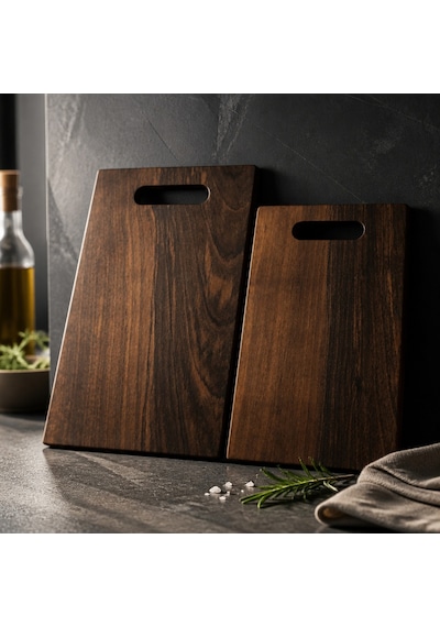 Hıcowood Doğal Ceviz 2'li Kesme Sunum Tahtası Seti -Lazerle İsim/Söz Yazılır