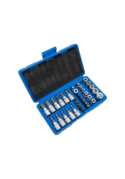 5529 3/8 1/4 İç Dış Torx Bits Uçlu Lokma Anahtar Takımı 34 Parça