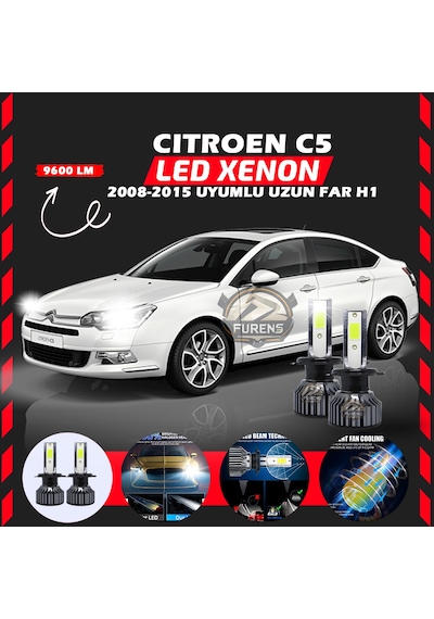 Citroen C5 2008-2015 Uzun Far Uyumlu Şimşek Etkili Led Xenon Pro Series H1