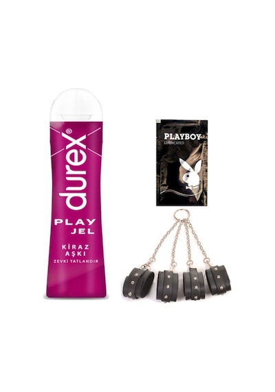 Durex Kiraz Aşkı 50 Ml Jel + Siyah Deri El Ve Ayak Kelepçesi + Hediye