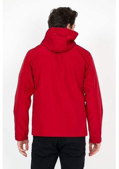 Sivaist Yeni Sezon Erkek Kırmızı Softshell Kapüşonlu Iç Cepli Mont