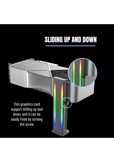 Rgb Gpu Destek Braketi, Manyetik Tabanlı Grafik Kartı Gpu Destek Desteği, Kaydırılabilir 5v 3 Pin Gpu Standı Renkl