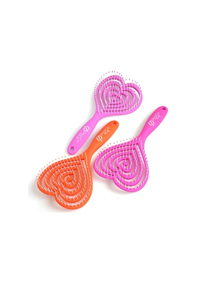 Love Brush Esnek Kalp Saç Fırçası - Yumuşak Dokulu, Saç Açma Ve Tarama Pembe
