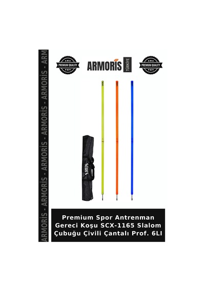 Premium Spor Antrenman Gereci Koşu Scx-1165 Slalom Çubuğu Çivili Çantalı Prof. 6lı Çok Renkli