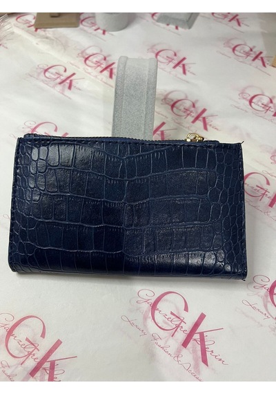 Gk Gamzelirenklerim Luxury Fashıon&accessorıes Kroko Dokulu Gold Detaylı Lüx Görünümlü Cüzdan Lacivert
