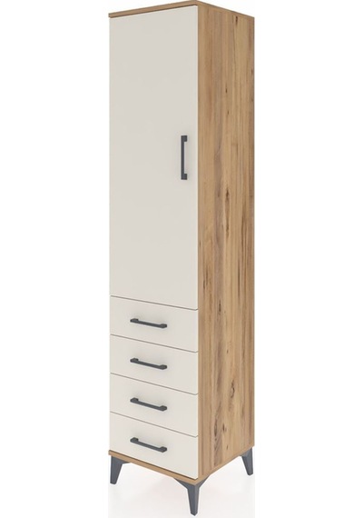 Hyperion Dolap Tek Raflı 4 Çekmeceli Tek Askılı 44x44x195 Çam-aytaşı Atlas Çam