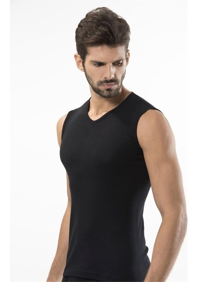 Türen 158 Spor V Yaka Erkek Atlet İkili Paket-sıyah Siyah
