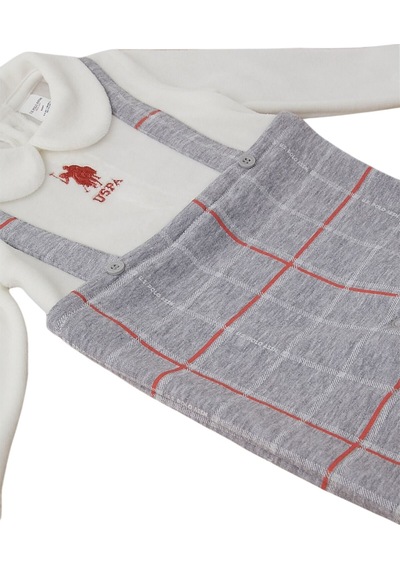 U.S. Polo Assn. Gri Melanj Kadife Bebek Tulum Kadife