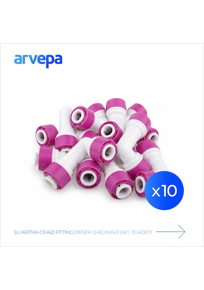 Arvepa Su Arıtma Cihazı 1/4" Dirsek Checkvalf 10 Adet - Geçmeli (Quick) Bağlantı
