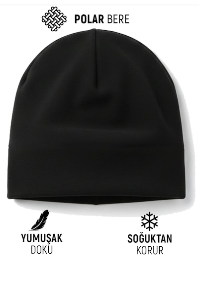 Qulothes Qu-tex Extra Kalın Termal Polar Soğuk Geçirmez Bere Unisex Pamuklu Kışlık Şapkaa Siyah