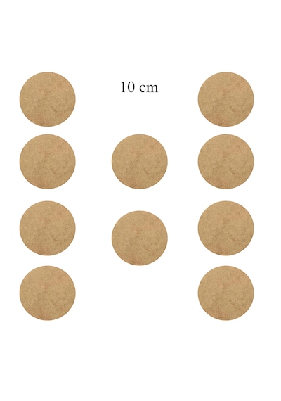 Vedemo Levha 10 Adet 3 Mm Ham Mdf 10 Cm Çap Yuvarlak Lazer Kesim