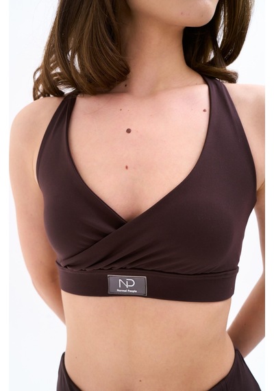 Normal People Runı - Spor Bra / Şeftali Dokulu Peach Skin Kumaş Kahve
