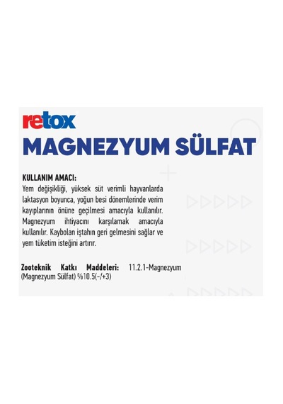 Retox Magnezyum Sülfat Hayvan İshal Önleyici Yem Katkı - 500 Gr