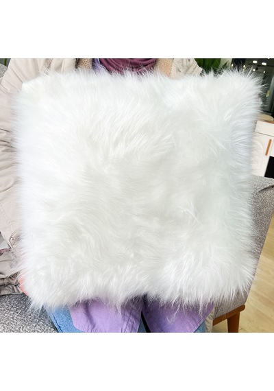 Elite Peluş Dekoratif Kırlent Kılıfı 45x45 Cm - Peluş Kırlent Kılıfı 1 Adet Beyaz