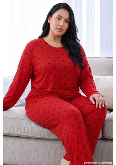 Siyah İnci Kırmızı Desenli Termal Kumaşlı Ultra Soft Yumuşak Büyük Beden Battal Boy Örme Pijama Takımı 26226727 Siyah İnci Kırmızı Desenli Termal Kumaşlı Ultra Soft Yumuşak Büyük Beden Battal Boy Örme Pijama Takımı 26226727