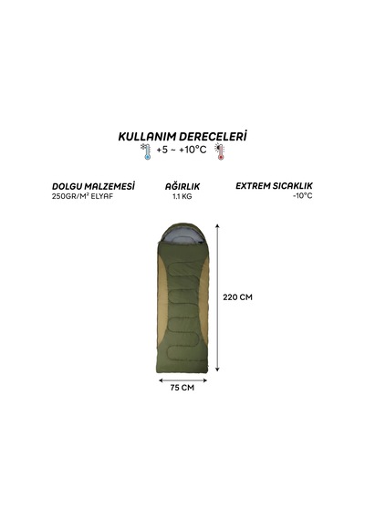 Freecamp Traveller Envelope Uyku Tulumu-yeşil Yeşil