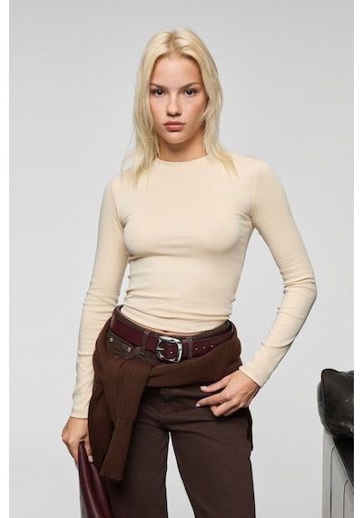 Grımelange Grıgros Kadın Esnek Kumaşlı Vücuda Oturan Slim Fit Uzun Kollu Bej T-shirt Bej Grımelange Grıgros Kadın Esnek Kumaşlı Vücuda Oturan Slim Fit Uzun Kollu Bej T-shirt Bej