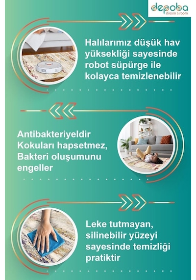 Tr Zarala Kadife Modern Desen Kaymaz Pamuk Tabanlı Yıkanabilir Antibakteriyel Mutfak Halısı 80x300 Genel