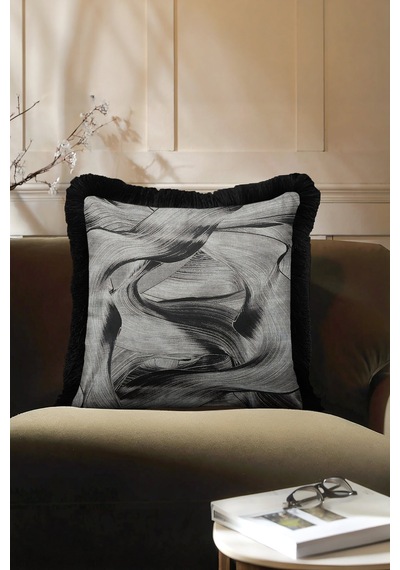 Modern Sanat Temalı Siyah Gri Saçaklı Yastık Kılıfı-dalga Motifler Modern Püsküllü Kırlent Kılıfı Grili Kehribar Modern Sanat Temalı Siyah Gri Saçaklı Yastık Kılıfı-dalga Motifler Modern Püsküllü Kırlent Kılıfı Grili Kehribar