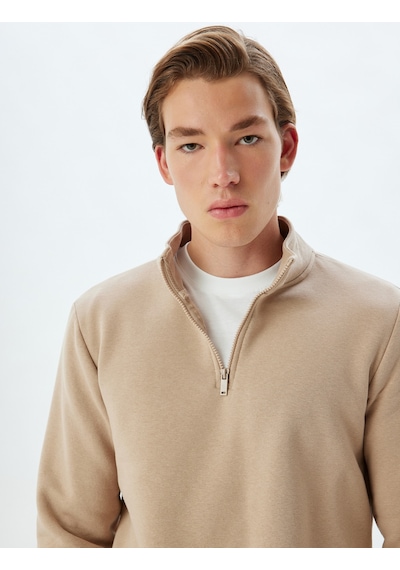 Koton Yarım Fermuarlı Yaka Sweatshirt Uzun Kollu Pamuk Karışımlı Kahverengi 5wam70002mk Kahverengi Koton Yarım Fermuarlı Yaka Sweatshirt Uzun Kollu Pamuk Karışımlı Kahverengi 5wam70002mk Kahverengi