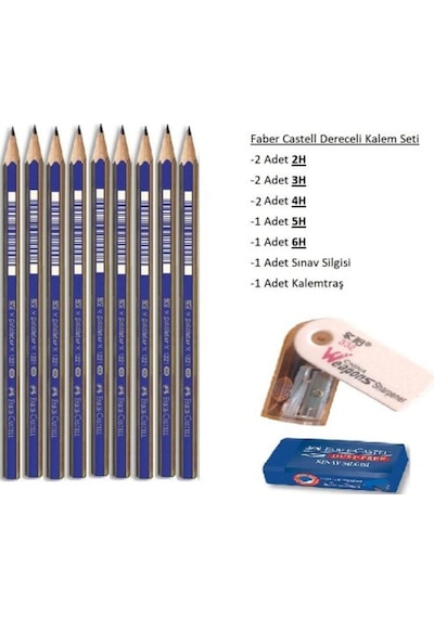 Faber-castell Resim Kalemi Faber Dereceli Kalem Seti Karakalem Seti 6h 5h 4h 3h 2h 8'lü Set Siyah
