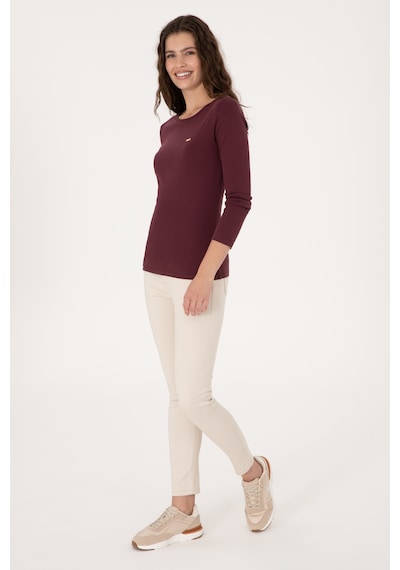 U.S. Polo Assn. Kadın Bordo Slim Bisiklet Yaka Basic Sweatshırt 50315419-VR177