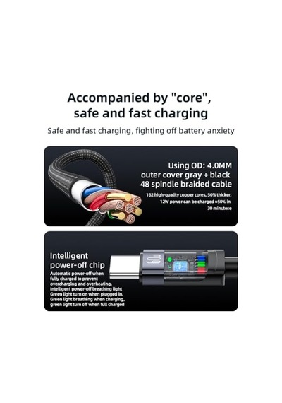 Type-c To Type-c Otomatik Şarj Kesme Özellikli Pd Hızlı Şarj Kablosu 1.2 Metre Diğer