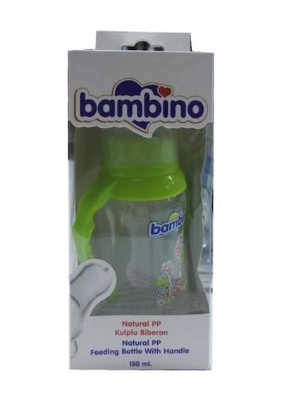 Bambino Natural PP Kulplu Biberon 150 ML Yeşil