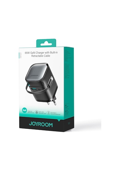 Joyroom JR-TCL02EU Gan 65 W Kablolu 2 Portlu Şarj Cihazı Siyah