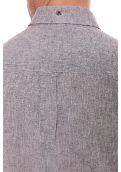 Slim Fit Uzun Kol Yaka Düğmeli Nefes Alan Keten Hediye Kutulu Erkek Gömlek Fs-004548 - Kahverengi-3241