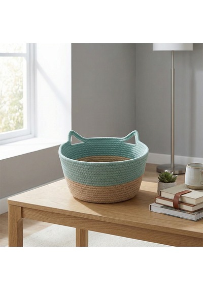 Koçtaş Kedi Kulaklı Sepet 30x18 Cm Yeşil