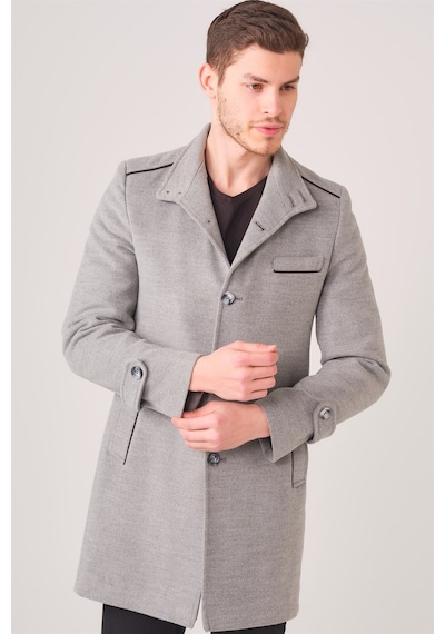 Plt8391 Dewberry Erkek Palto-Gri-Gri
