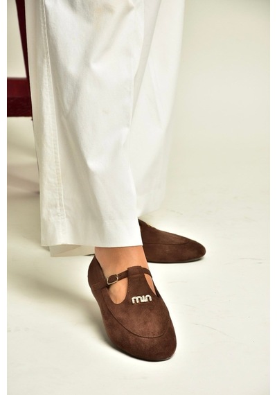 Fox Shoes Z820770502 Kahverengi Süet T-bantlı Mary Jane Babet