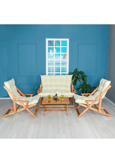 Reyo Ahşap Katlanabilir Taşinir Puf Minderli Kollu Şezlong Plaj Bahçe Teras Balkon Sandalyesi Koltuğu Takimi 4 Lü Set Krem Reyo Ahşap Katlanabilir Taşinir Puf Minderli Kollu Şezlong Plaj Bahçe Teras Balkon Sandalyesi Koltuğu Takimi 4 Lü Set Krem