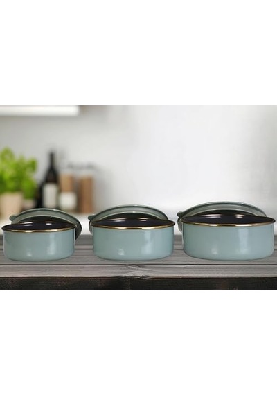 Soft Green Emaye Üçlü Saklama Seti 12v