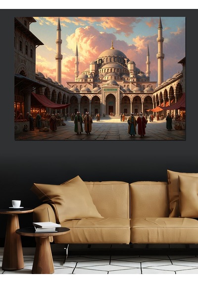 İstanbul Sultanahmet Meydanı Ve İnsanlar Dekoratif Kanvas - Mdf Ahşap Tablo
