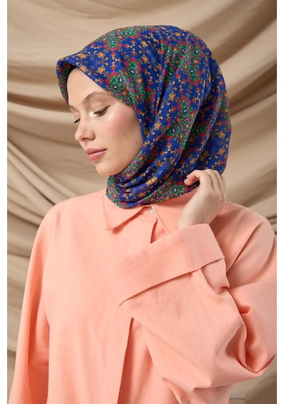 Silk Home Soft Eşarp 73093-04 Saks, Pembe, Kırmızı, Yeşil