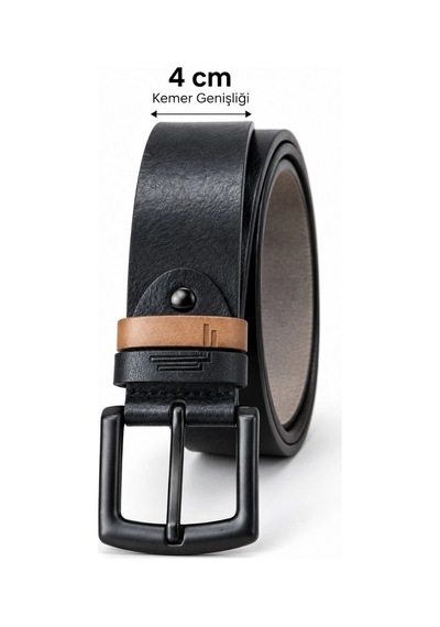 Ertaş Trend Store Erkek Siyah 4 Cm Çift Biritli Metal Tokalı Kot Ve Kumaş Pantolon Kemeri Çok Renkli