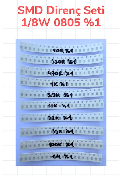 Smd Direnç Seti 1/8w 0805 %1 200 Parça 10 Çeşit 10 330 470 1k 3
