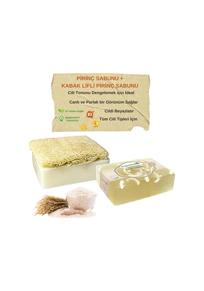 2'li Set Doğal Kabak Lifli Pirinç Sabunu Ve Lifsiz Pirinç Sabunu Diğer