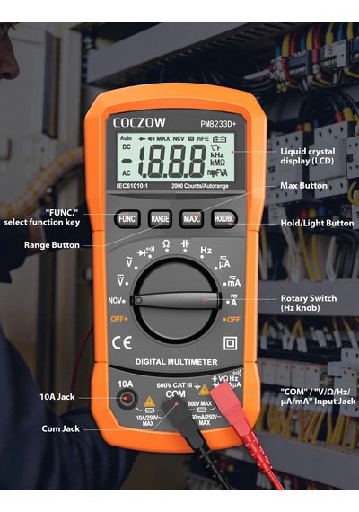 Dijital Multimetre, Otomatik Aralık Seçimi, Çok Fonksiyonlu Test Cihazı, Ac/dc Voltaj, Ac/dc Akım, Direnç, Geçiş