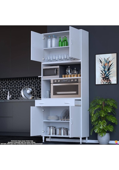 Modilayn Ece Fırın Bölmeli Kapaklı Çekmeceli Çok Amaçlı Dolap - Kahve Ve Mutfak Köşesi 90 Cm Beyaz Modilayn Ece Fırın Bölmeli Kapaklı Çekmeceli Çok Amaçlı Dolap - Kahve Ve Mutfak Köşesi 90 Cm Beyaz