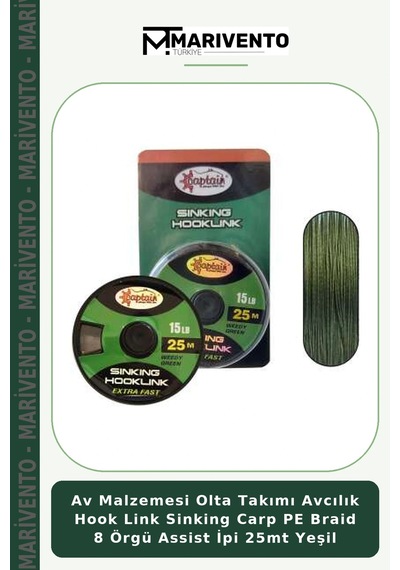 Av Malzemesi Olta Takımı Avcılık Hook Link Sinking Carp Pe Braid 8 Örgü Assist İpi 25mt Yeşil 0.25 Lbs