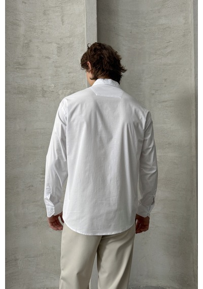 Erkek Oversize Pamuklu Poplin Gömlek Beyaz