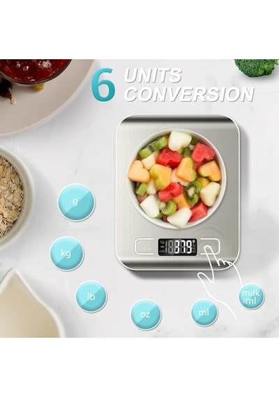 Platin Mutfak Terazisi Dijital Tartı Hassas Lcd Ekranlı 5 Kg Açık Bej
