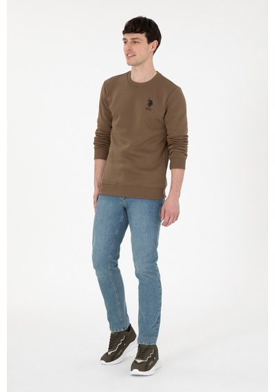 U.S. Polo Assn. Erkek Regular Fit Bisiklet Yaka Haki Sweatshirt 50292596-VR027