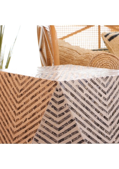 Zaviye Sedef Mozaik Sehpa 57x40x50 Cm Gri