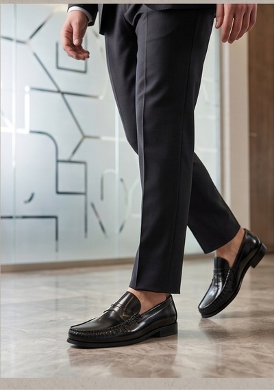 Crc Ayakkabı %100 Hakiki Deri Rugan Erkek Loafer - El İşçiliği Premium Klasik Ayakkabı - Burgundy Patent Siyah