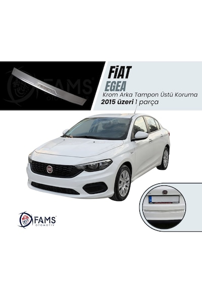 Fiat Egea Krom Arka Tampon Üstü Koruma 2015 Üzeri Yazılı Sedan P,çelik Taşlı