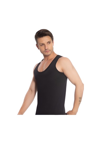 İki Yıldız Erkek Ribana Atlet 3'lü Paket %100 Pamuk 05 Siyah